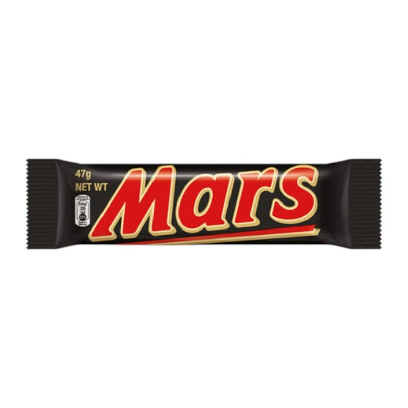 Three MARS chocolate bars in 47g packs, showing the iconic MARS branding and rich chocolate exterior.