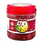 Jinmi Cabbage Kimchi 1kg jar showing vibrant fermented cabbage kimchi in a clear glass container with fresh ingredients