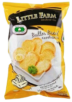 Little Farm Butter Bread confectionery snack featuring golden-brown bread slices with buttery flavor and soft texture.