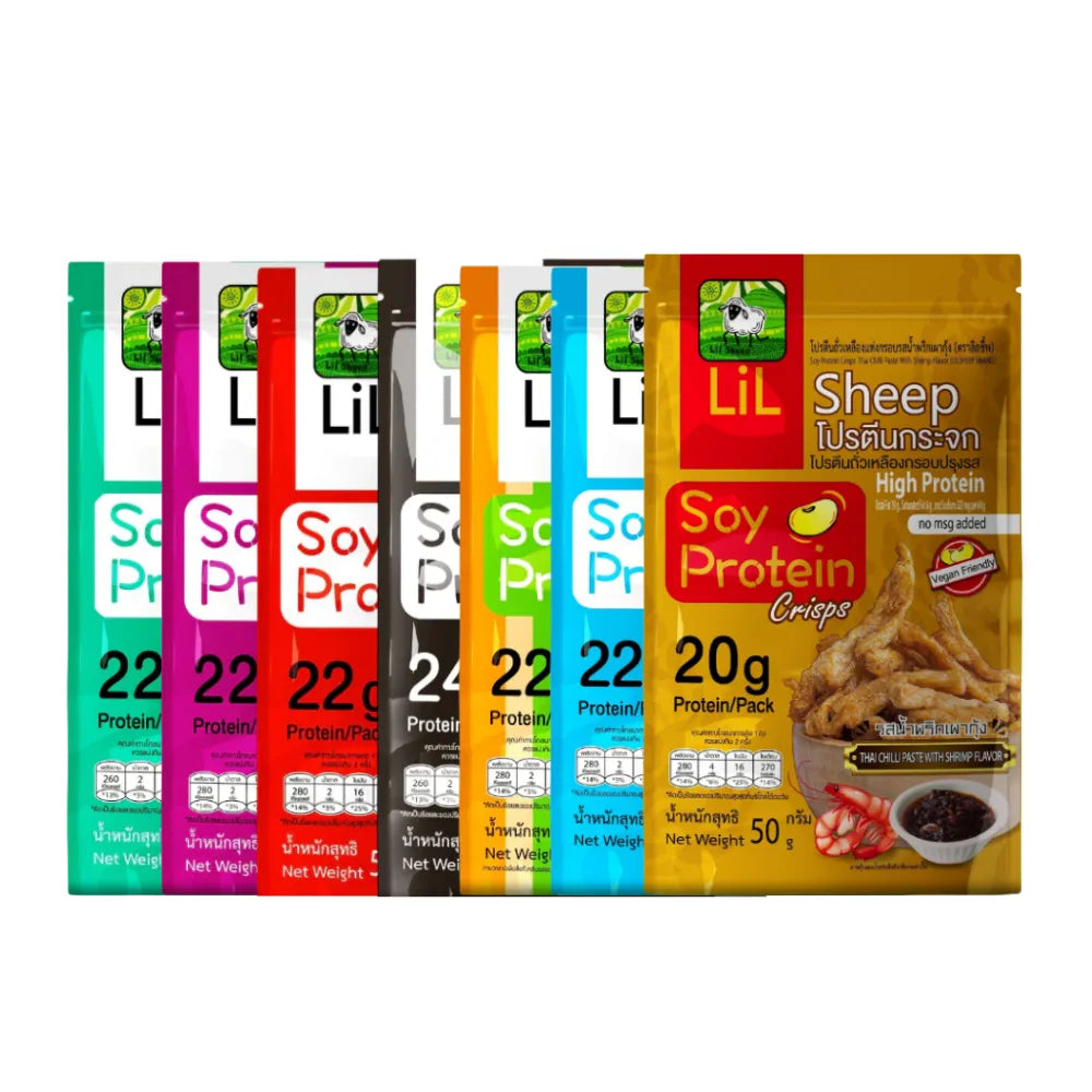 LILSHEEP Glass Protein Trial Set Of 7 Flavors Soy Protein Crisps
