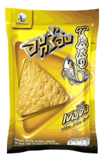 Spicy flavored Taro Crispy Snacks in colorful packaging, crispy and crunchy confectionery treat by Taro brand.