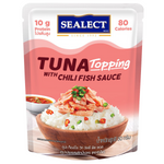 Sealect Tuna Topping with Chili Fish Sauce in a jar, showcasing vibrant chili and fish sauce ingredients for flavorful seafood topping.