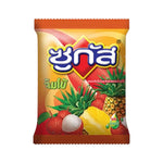 Sugus Jumbo Lychee & Pineapple flavored confectionery candies in colorful packaging, part of Sugus snack and dry grocery selection.