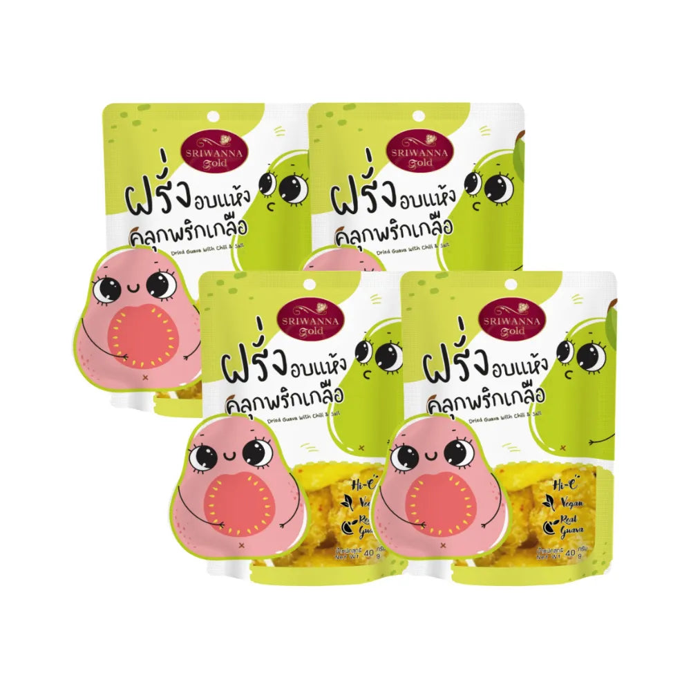 SRIWANNA Gold GOLD Dried Guava With Chili & Salt . Pack 4 40g