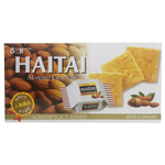 Haitai Almond Cracker confectionery snack with crunchy almond-coated biscuits on a white background