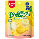 Peelerz Gummy Banana confectionery snack featuring bright yellow gummy banana pieces on a white background.