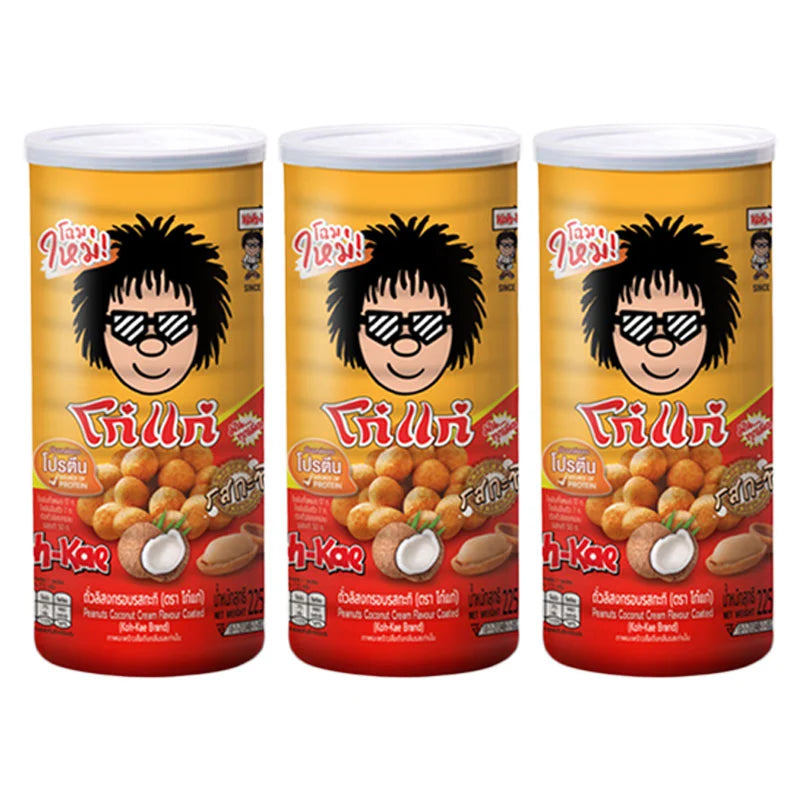 KOHKAE Nut Coconut Milk Flavor 225g package, showing three containers of flavored coconut milk on a white background.