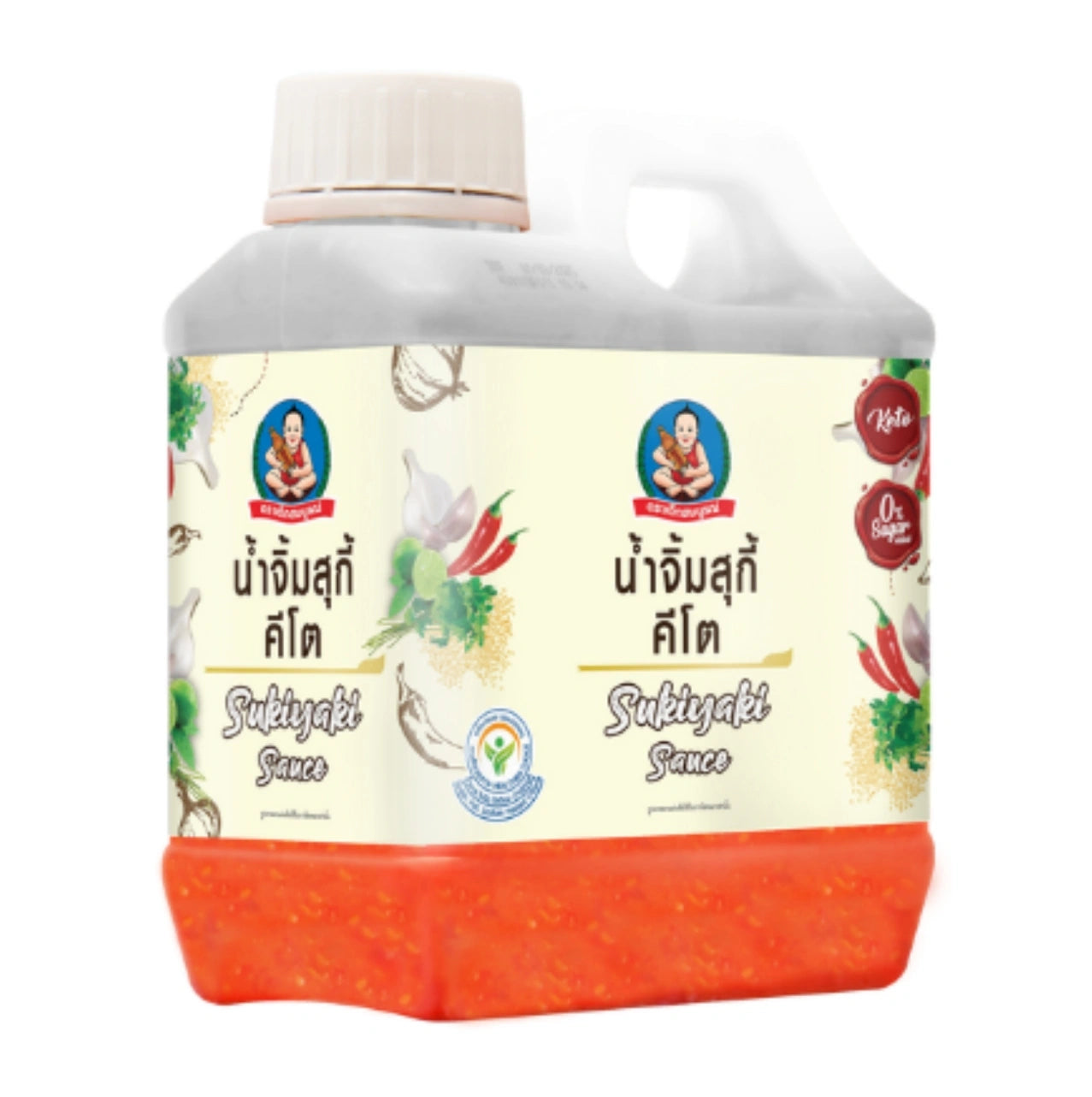 DEKSOMBOON Sukiyaki Sauce Keto 1 kg bottle, rich and flavorful Japanese-style cooking sauce for keto diets