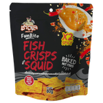 Chaolay Fish Crispy with Squid, a spicy salted egg flavored snack featuring crunchy seafood bites in a colorful package.
