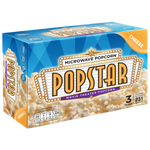 Popstar Popcorn Microwave Cheese flavor in a bright package, ready to enjoy as a tasty confectionery snack.