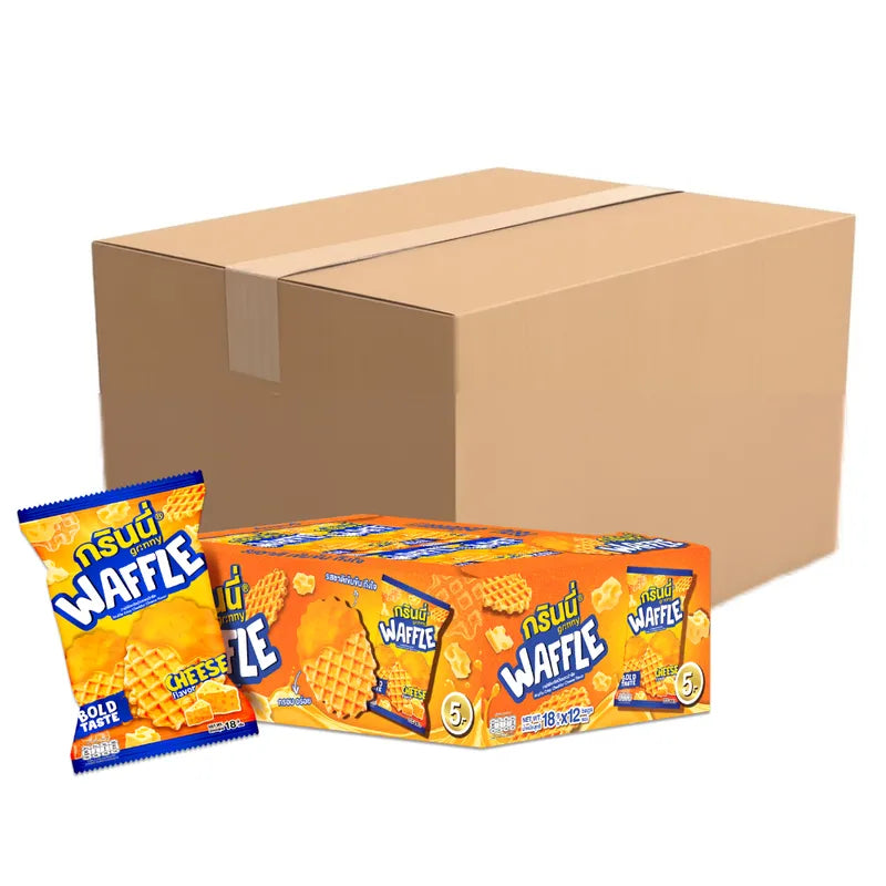 GRINNY WAFFLE CRISP CHEDDAR CHEESE FLAVOR . (PACK 12PCS) X12 18g