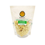 Raw sliced almonds from Baboo grocery brand shown in a clear image, highlighting the crunchy, natural almond slices.