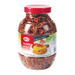 A jar of ARO Fried Shallots 400g in clear packaging, showing crispy golden fried shallots for cooking and garnishing.