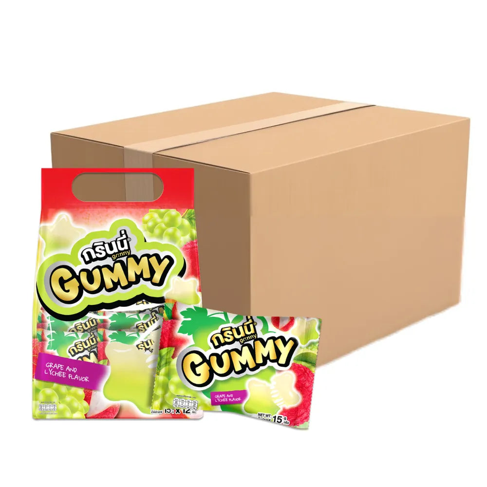 GRINNY PECTIN GUMMY STAR GRAPE AND LYCHEE FLAVOR . (PACK 12PCS)