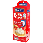 Sealect Tuna Spread Spicy Mayo in a jar, showing the creamy, spicy tuna spread with a label featuring the Sealect brand logo.