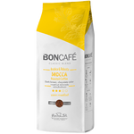 A glass of Boncafe Mocca coffee served with a frothy top and chocolate drizzle, showcasing the rich, creamy drink.