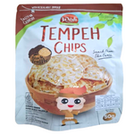 Woh Tempeh Chips Black Truffle, savory black truffle-flavored snack with crispy tempeh chips, natural and delicious confectionery snack