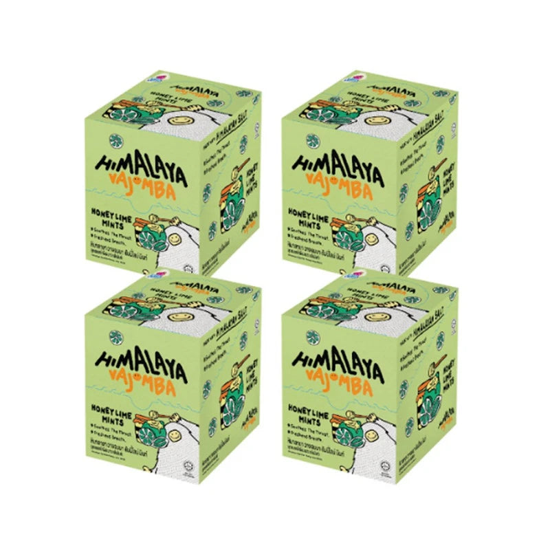 Himalaya Mint Candy with Himalayan Salt, Vachomba Honey Lime flavor, showing colorful candies in a clear wrapper.