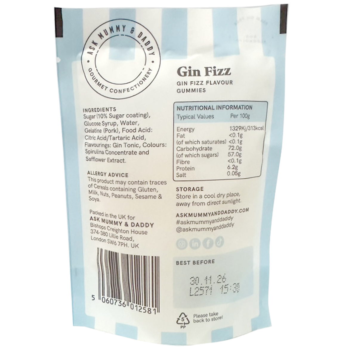 Ask Mummy & Daddy Gin Fizz Cocktail Gummies