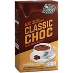 Amazon Classic Choc Rich & Smooth Taste drink in a glass, showcasing its creamy chocolate appearance and inviting texture.