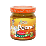 Creamy Happy Mate Peanut Butter with Honey jar showing smooth texture and honey drizzle on top, ideal for spreading or snacking.