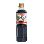 Bottle of Yamamori Ponzu Shoyu soy sauce for cooking and dipping, with a clear label on a kitchen countertop.