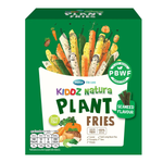 Kiddz Natura Plant Fries Seaweed Flavour confectionery snacks in colorful packaging with seaweed-themed design.