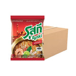 Ruski Tom Yum flavor noodle packets, dry grocery product with vibrant packaging, showcasing the popular Thai-inspired instant noodles.