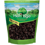 Heritage Jumbo Seedless Raisin in a clear bowl, close-up of plump, juicy raisins for healthy snack or baking use.