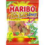 Haribo Pasta-Frutta Jelly confectionery snacks with colorful fruit-flavored gummy pasta pieces on a white surface.
