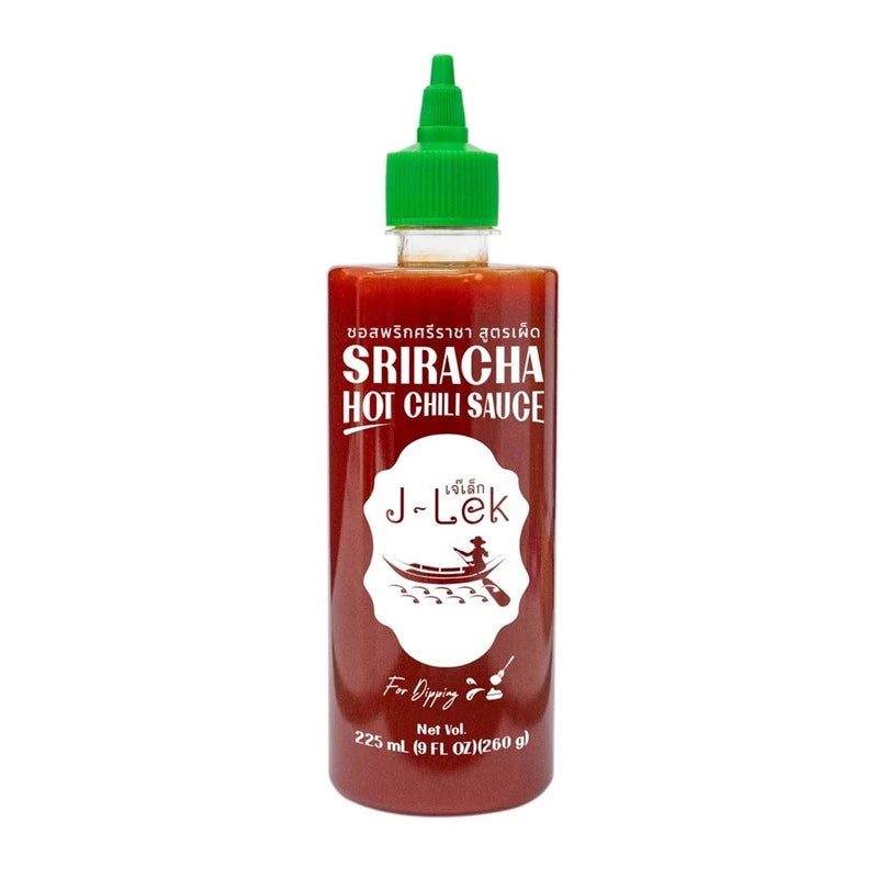J-LEK Sriracha Chili Sauce in 260g bottle, bright red spicy chili sauce with a smooth texture and vibrant color.
