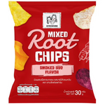 3c Freshfarm Smoked BBQ Mixed Root Chips, crunchy confectionery snack with a smoky flavor and colorful root vegetable slices.
