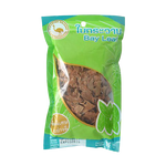 Dried Ostrich brand bay leaves in a clear container, used as a flavorful herb for cooking and seasoning.
