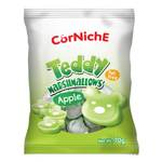Corniche Apple Teddy Marshmallows, soft apple-flavored confectionery snacks with teddy bear shapes, colorful and appealing.