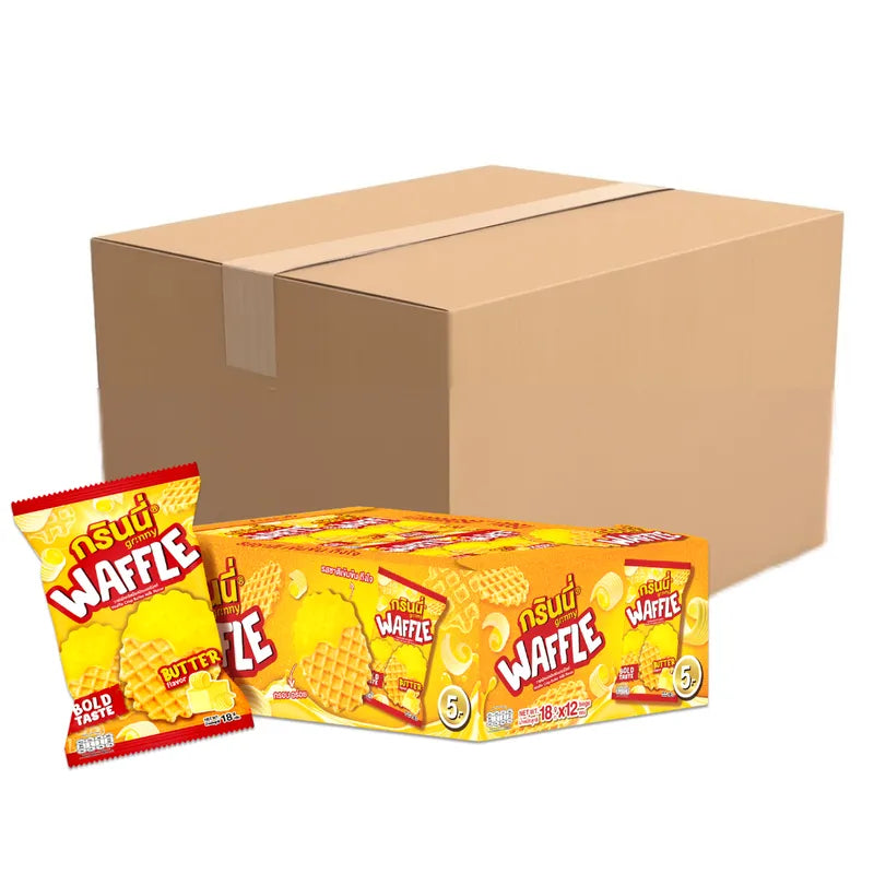 GRINNY WAFFLE CRISP BUTTER MILK FLAVOR . (PACK 12PCS) X12 18g
