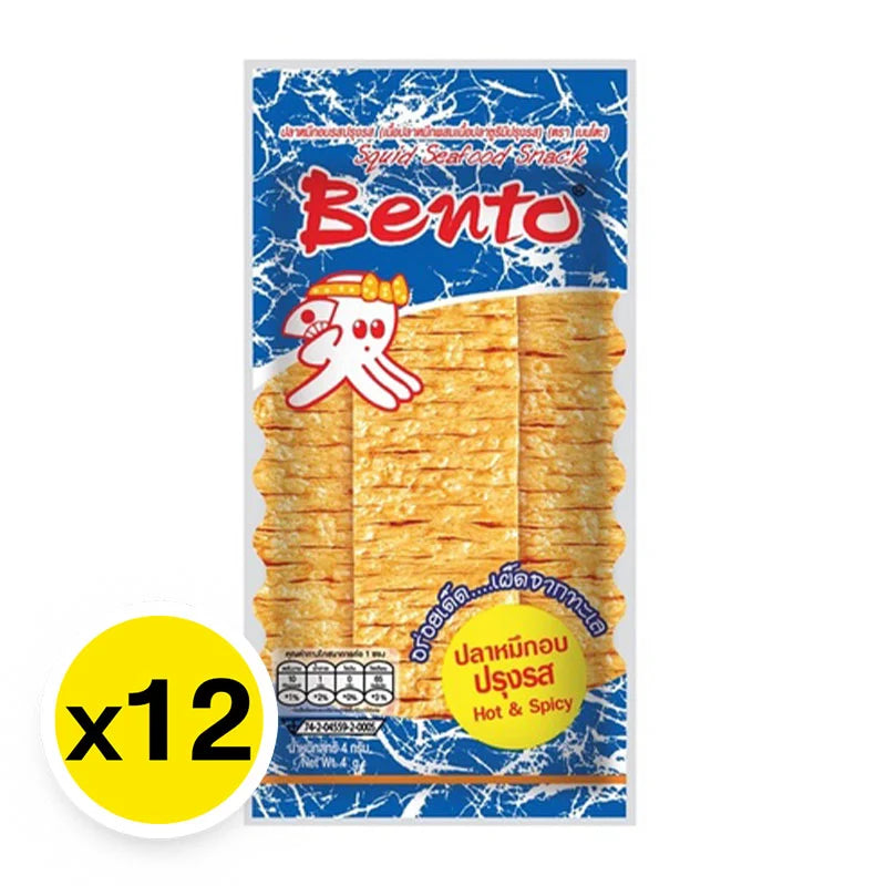 Bento Squid Seafood Snack Hot & Spicy 4g x12