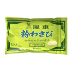 House Wasabi Powder 300g in a clear package, showing vibrant green wasabi powder for dry grocery use.