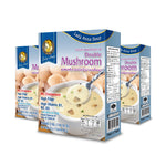 Lady Anna Double Mushroom Instant Soup in dry grocery pack, featuring a bowl of creamy mushroom soup with dried mushroom ingredients.