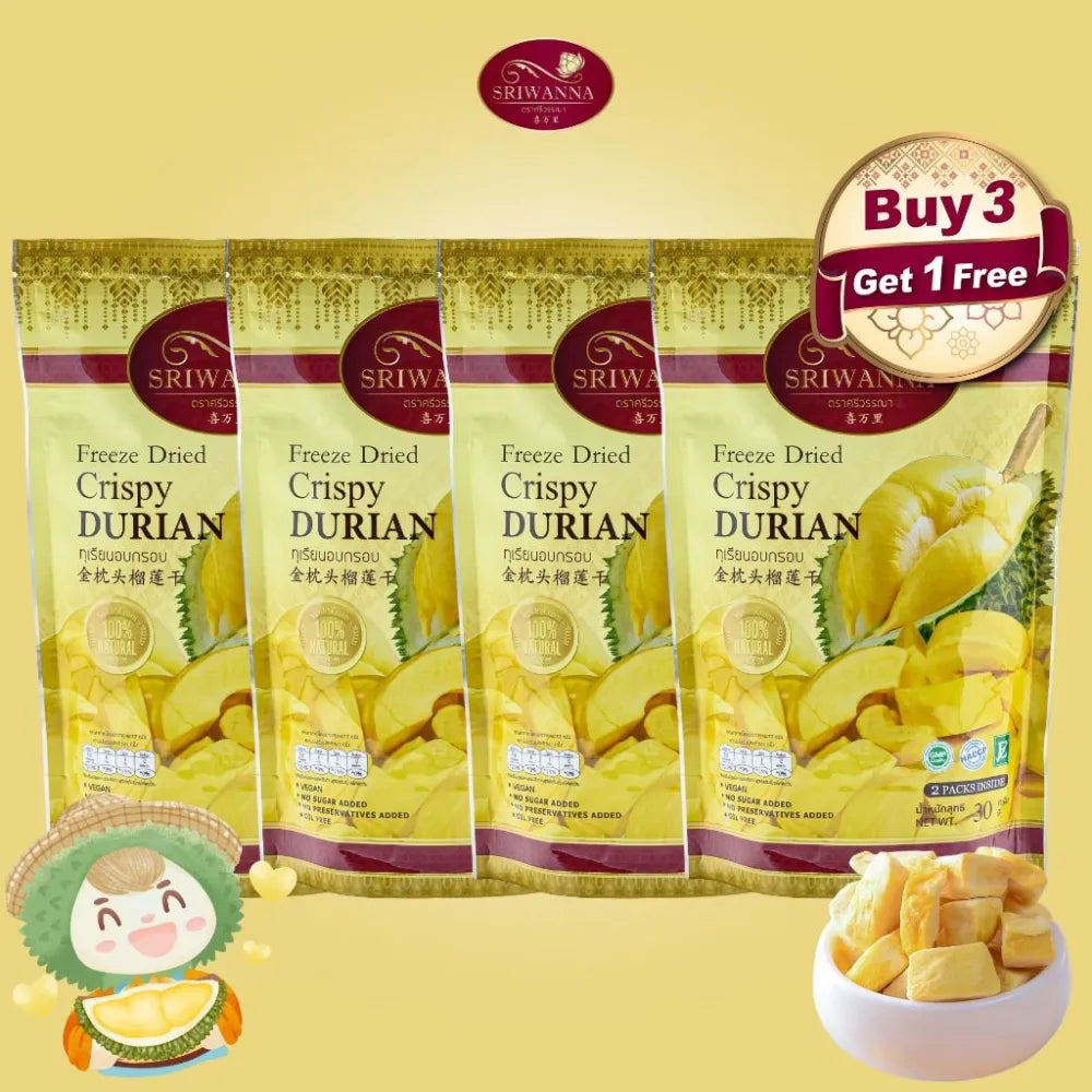 Sriwanna Freeze Dried Crispy Durian Buy 3 Get 1 Free 30g