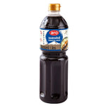 Bottle of ARO Tonkatsu Sauce 1L, Japanese-style dry grocery condiment with a brown sauce in a tall plastic bottle.