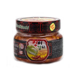 Dry grocery Makro Hot Cabbage Kimchi 400g in a jar, showcasing vibrant fermented cabbage slices ready for culinary use.