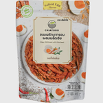 Chiatoro crispy chili snack with chia seeds and salted egg flavor, showcasing the crunchy snack with vibrant seasoning.