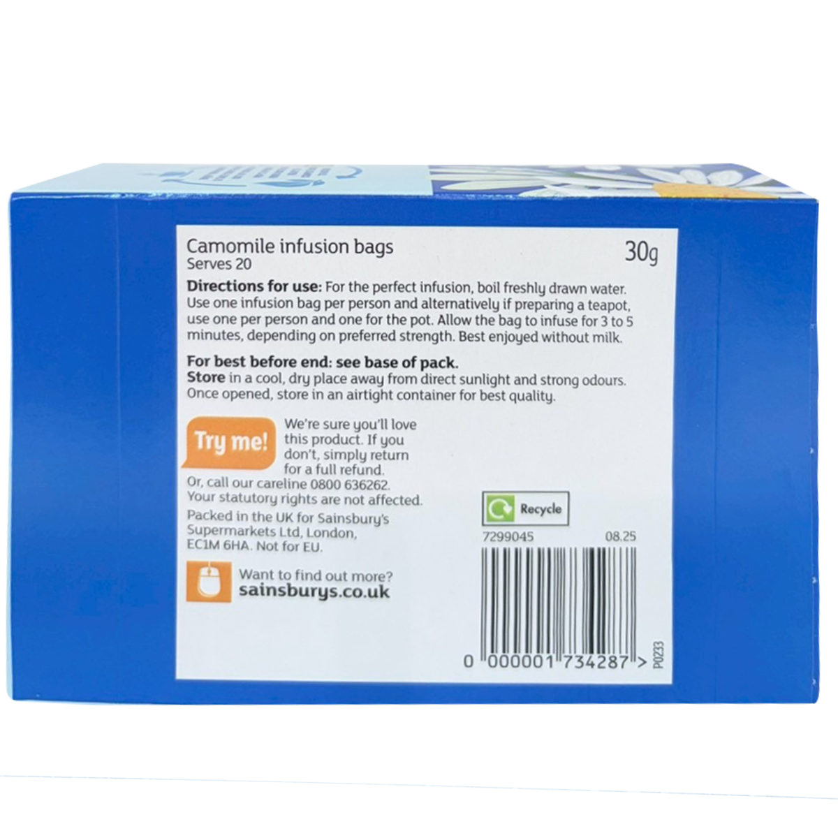Sainsbury's Camomile Infusion Tea 20 Bags