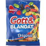 Malaco Gott & Blandat Original confectionery snacks featuring colorful gummy candies in a variety of shapes and flavors.