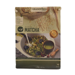 Granovibes Matcha Flavour Granola in a bowl, close-up view showing green matcha-infused granola pieces and fresh toppings.