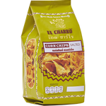 El Charro Mexican Corn Chips Salted, crunchy snack with salted flavor, showing a close-up of golden corn chips in a bowl.