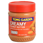 Creamy Tong Garden Peanut Butter jar with label showing smooth, rich texture for grocery use.