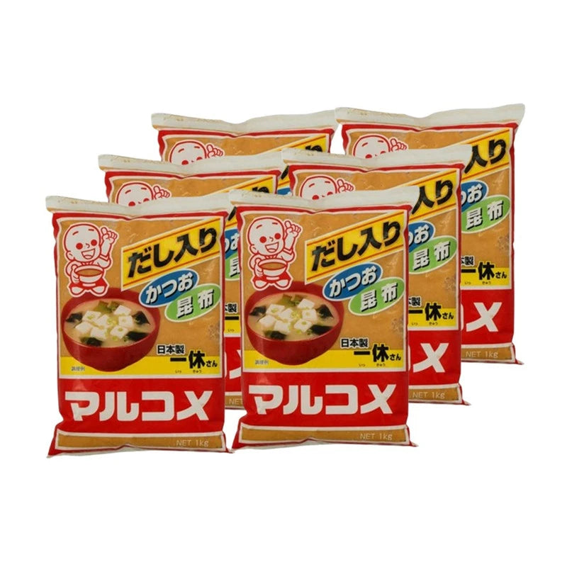 Marukome Ikkyu-San Dashi Miso White Koshi With Soybean 1kg x6
