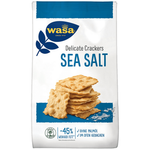 Wasa Sea Salt Crackers, a package of crisp confectionery snacks with visible sea salt topping.