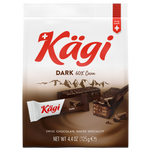 Kagi Mini Dark Chocolate Wafer, a crispy confectionery snack with layers of dark chocolate, shown on a white background.
